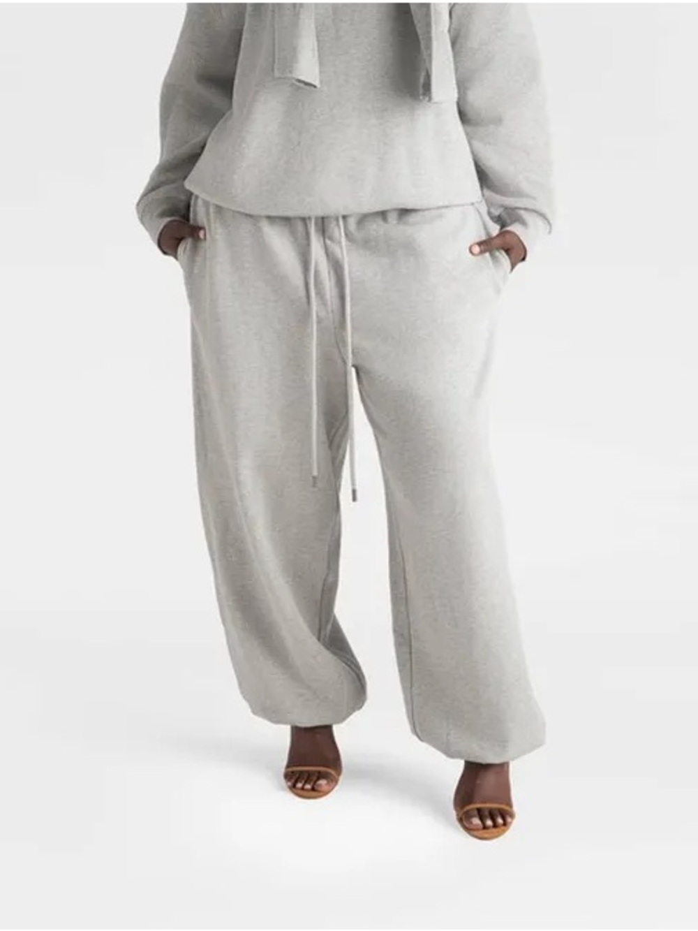 Cozy Wide-Leg Track Pants in Light Gray